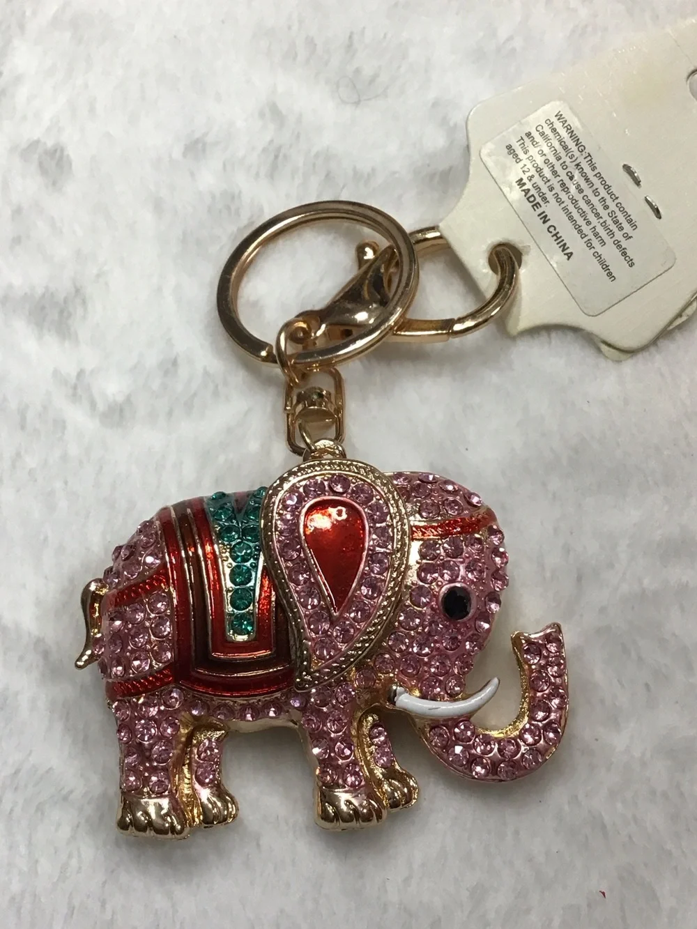 Pink Crystal Elephant Keychain - Fashion Accessory